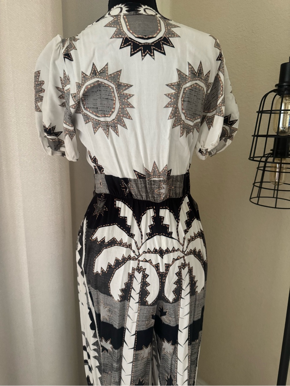 Farm Rio Anthropologie Printed Wide Leg Jumpsuit XS Boho Resort Palazzo - Picture 10 of 11